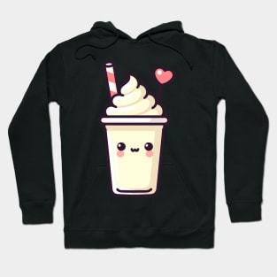 Kawaii Vanilla Milkshake Ice Cream with a Heart | Cute Kawaii Design for Ice Cream Lovers Hoodie